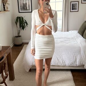 Superdown White Cutout Long Sleeve Mini Dress size Small